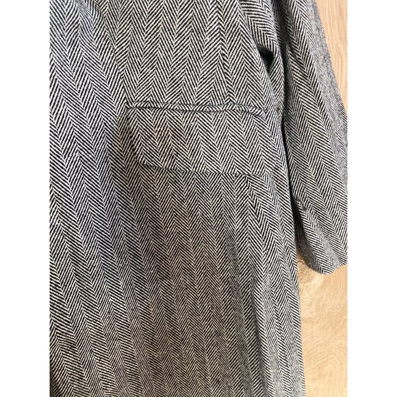 City Chic Sleek Fur Coat Women’s Size S/16 Herringbone Tweed Removable Fur Colla - Picture 5 of 13